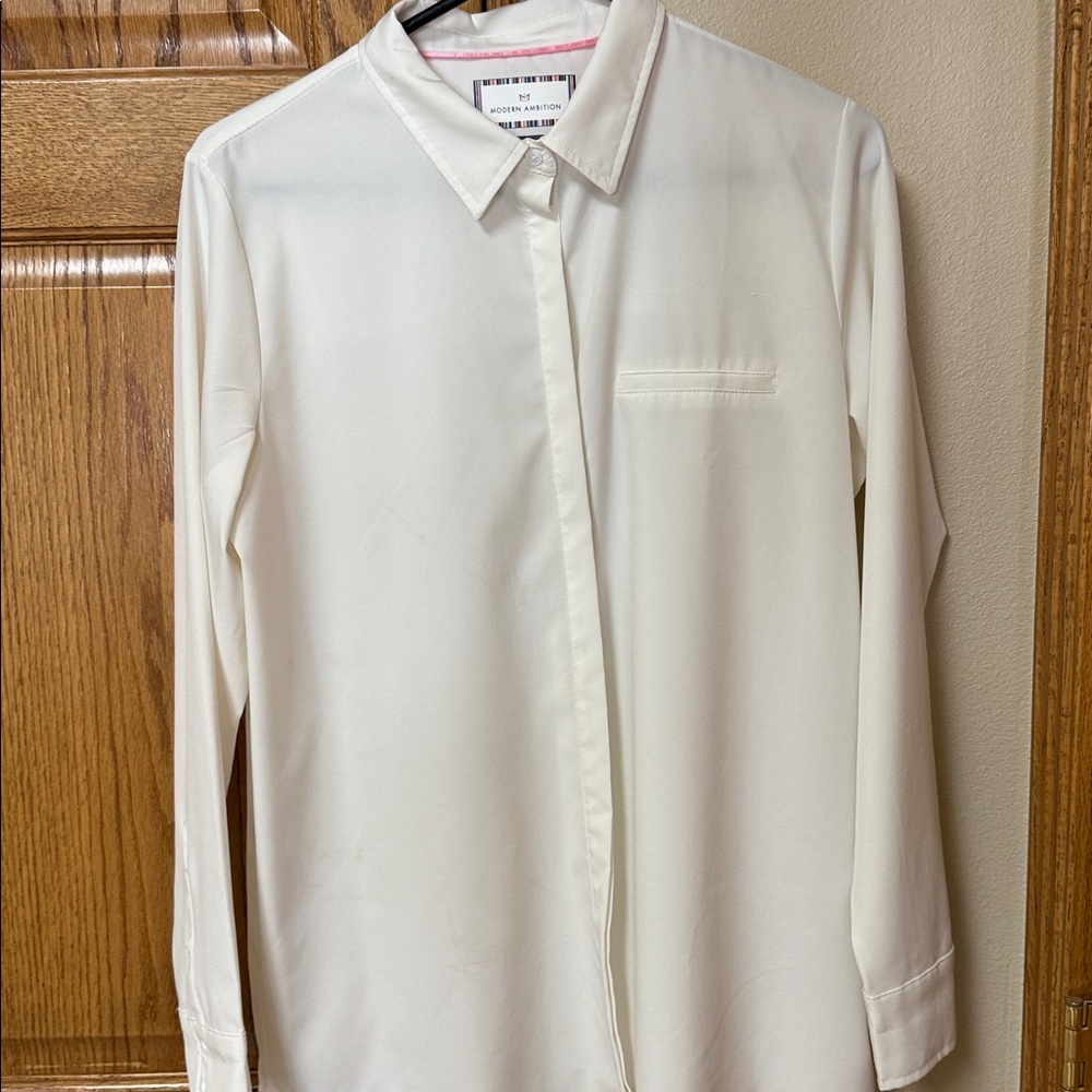 Modern Ambition White Shirt with Pink Accents